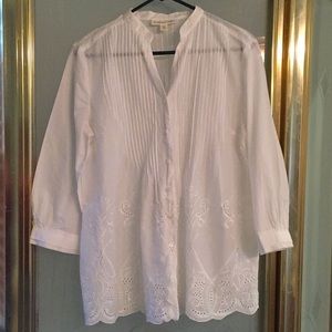 Sheer White embroidered cotton blouse